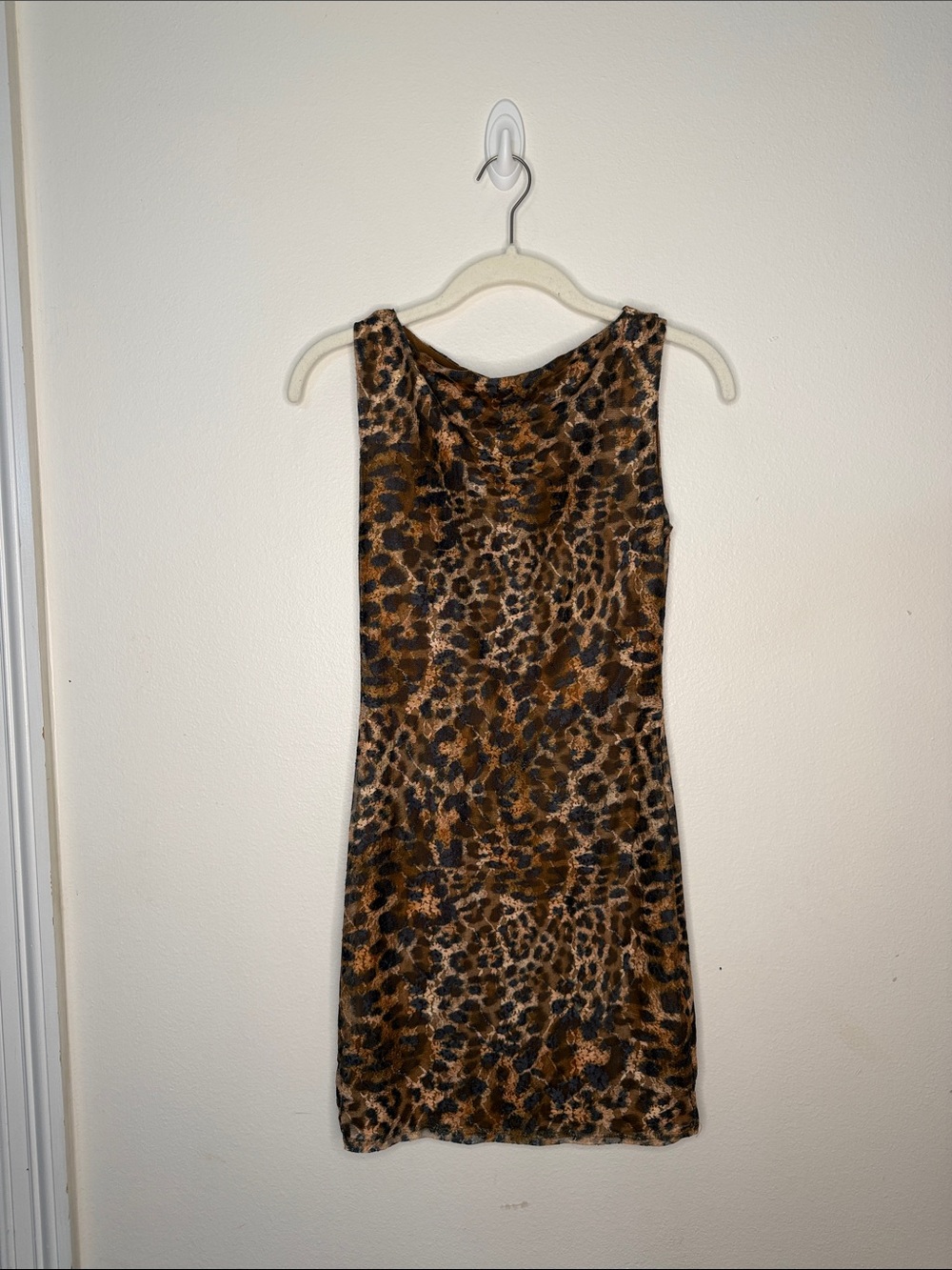 Leopard Print Sleeveless Dress - Brown